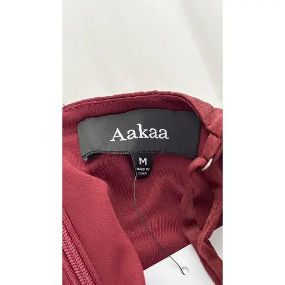 Aakaa Token Of Gratitude Satin Tie Midi Dress Womens Size Medium New Wine - Picture 11 of 14